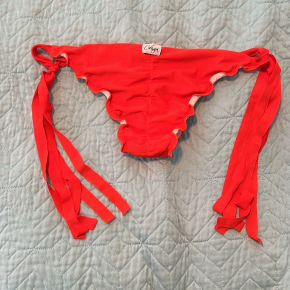 Cotazur Made in Italy Orange tassel ruched bikini bottom Only sz S - Picture 2 of 3
